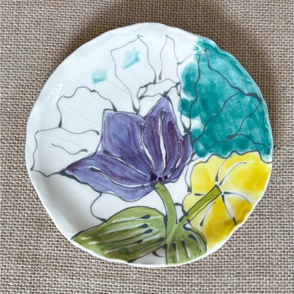 Anthropologie ? Shabby Floral Teacup And Saucer Set Hand Painted Portugal READ - Picture 6 of 8